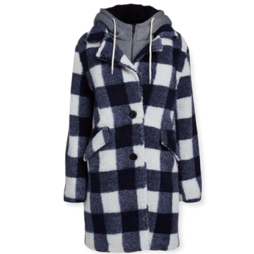 Steve Madden Navy & White Plaid Buffalo women's jacket